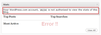WordPress Stats not working error