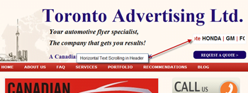 horizontal text scrolling in header