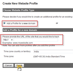 setup new google analytics profile