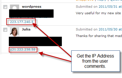 Get IP Address from User comment Get IP Address from User comment
