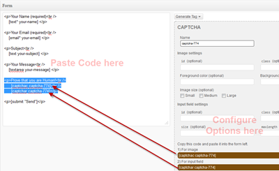 Add CAPTCHA to contact form code