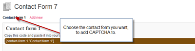 Select Contact Form To add CAPTCHA