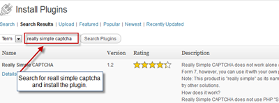install really simple captcha plugin