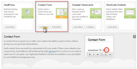 Contact Form Jetpack Plugin Update