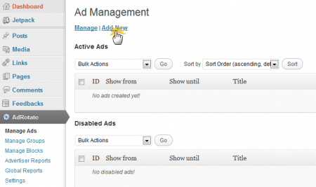 Step2-1 Add New Ad in Adrotate
