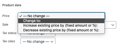 Bulk Edit Actions Price for Woocommerce Products