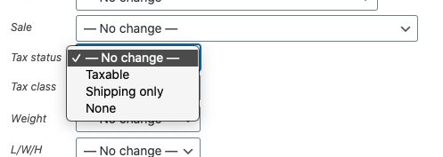 Bulk Edit Actions Tax Status for Woocommerce Products