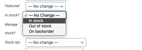 Bulk Edit Actions Stock Management for WordPress Products