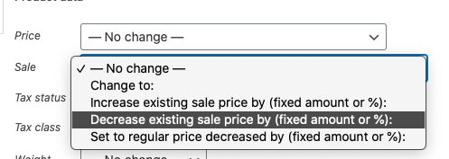 Bulk Edit Actions Sale Price for WordPress Products