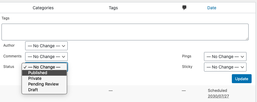 Bulk publish Action for Posts