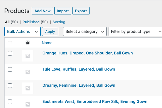 Bulk Edit Actions for Products