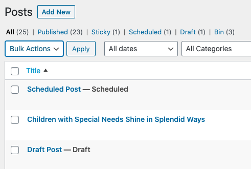 Bulk Edit Actions for Posts